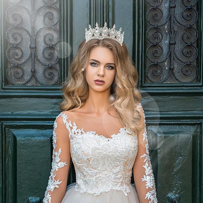 Queen Crown Rhinestone Wedding Crowns and Tiaras for Women Costume Party Hair Accessories Princess BirthdayCrown Crystal BridalCrown (Gold White Crowns)