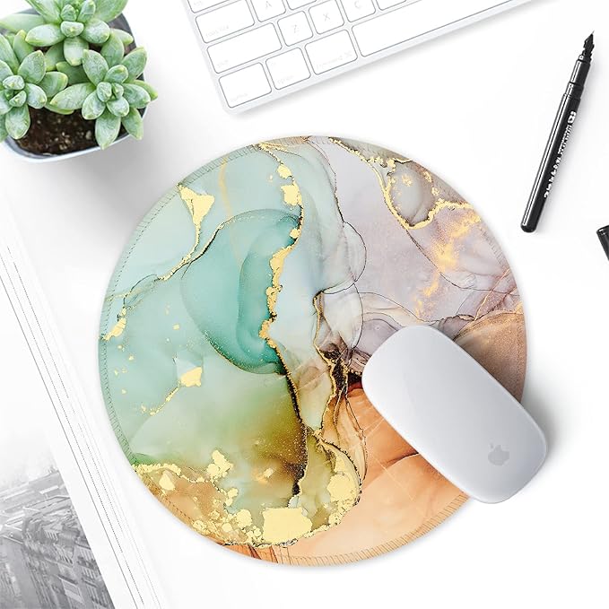 ITNRSIIET Round Mouse Pad with Stitched Edge Premium-Textured Waterproof Non-Slip Rubber Base Desktop Protection Mat Diameter 8.7 inches, Abstract Texture