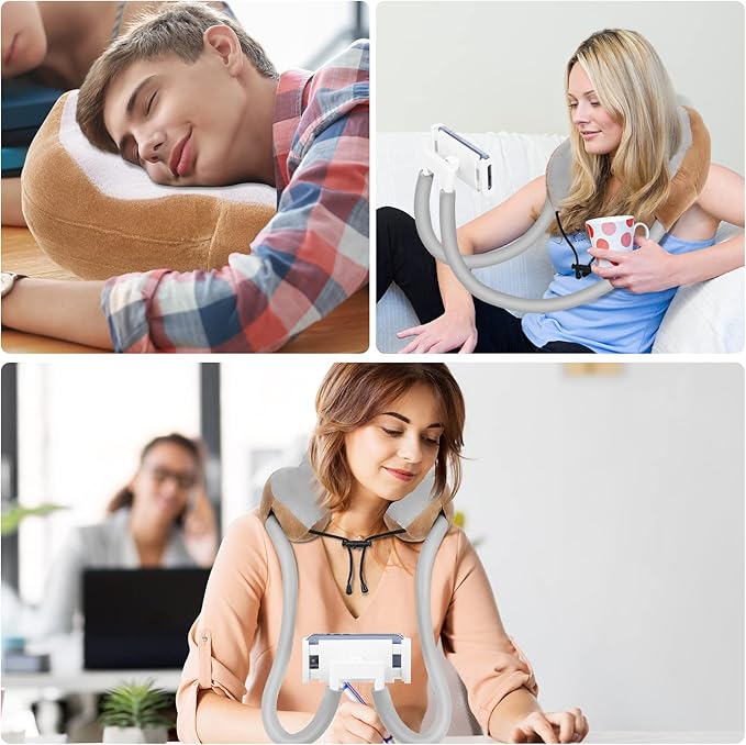 MoKo Neck Phone Holder, Lazy Gooseneck Phone Pillow Holder Bracket, 360° Rotate Phone Tablet Stand for 4"-11" Device, fits iPhone 16/Pro/Pro Max/Plus, iPhone 15/Pro/Pro Max/Plus, iPhone 14/Pro/Pro Max
