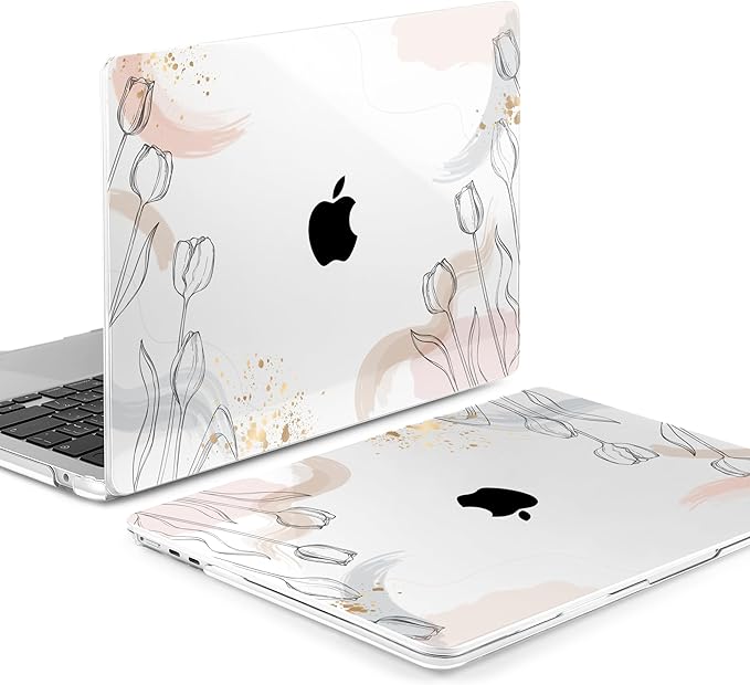 MEEgoodo Case for MacBook Air M4/M3/M2 13.6 inch 2025 2024 2022, Fit Model A3240 A3113 A2681, Compatible with MacBook Air 13 inch,Laptop Hard Shell Case with Keyboard Cover,Engraving Hand Drawn Floral