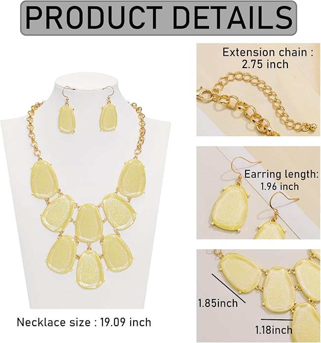 Firstmeet Chunky Bubble Statement Collar Necklace with Earrings for Women
