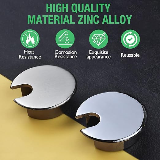 2 Pcs Desk Grommet 1-3/8" / 35 mm, Desk Cord Hole Cover, Cable Grommet Metal Zinc Alloy Materilal, Desk Hole Grommet for Home & Office Pc, Detachable Cable Cord Organizer-Copper Red