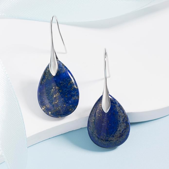 SELOVO Agate Teardrop Stone Grey Drop Earrings Fishhook Dangle Earrings for Women