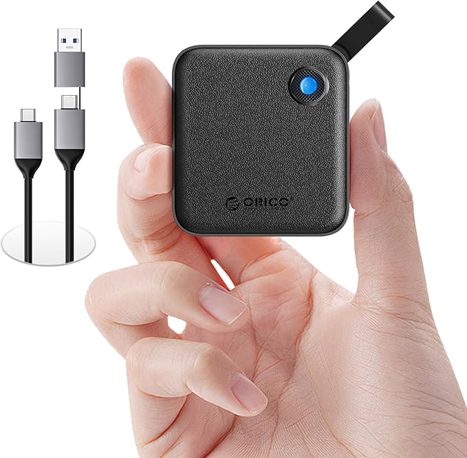 ORICO Portable SSD 1 TB with 2 in 1 USB C Cable, External Solid State Drives, Up to 460MB/s, Status Indicator, Reliable Storage for USB-C Smartphone, Tablet, PC - B5PLUS