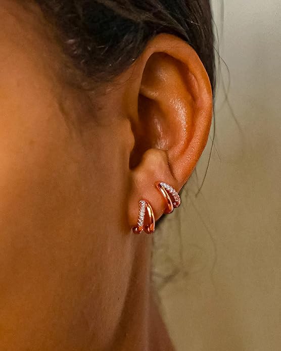 Gold Hoop Earrings for Women,14K Gold Plated Huggie Hoop Earrings for Gift