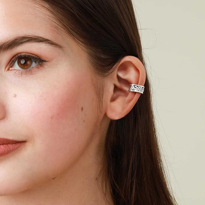 CHIC & ARTSY 925 Sterling Silver Ear Cuffs for Women, Non Piercing Clip On Cartilage Cuffs, Adjustable Fake Conch & Helix Earrings, Gold Plated & Oxidized Various Styles