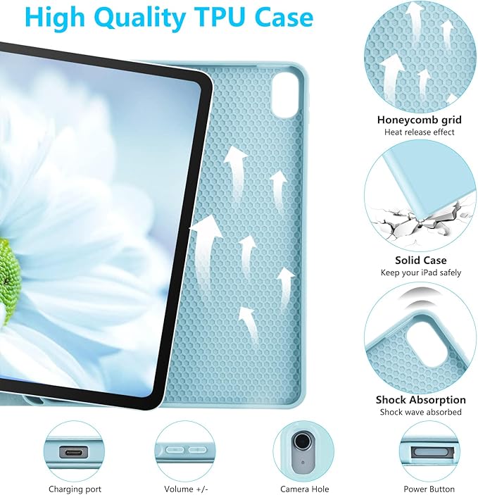 Keyboard Case for iPad Air 11-inch M2 2024/ Air 5th/ 4th Generation- Detachable Bluetooth Keyboard Case with Pencil Holder - Flip Stand Cover for iPad Air 11" M3/M2 (2025/2024)/Air 5 2022/Air 4 2020