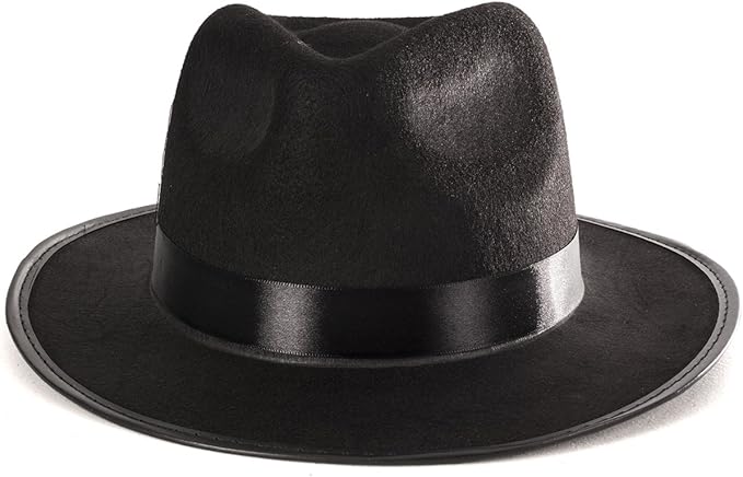 Funny Party Hats Black Gangster Hat - Black Fedora Hats - Costume Hats - Costume Accessories