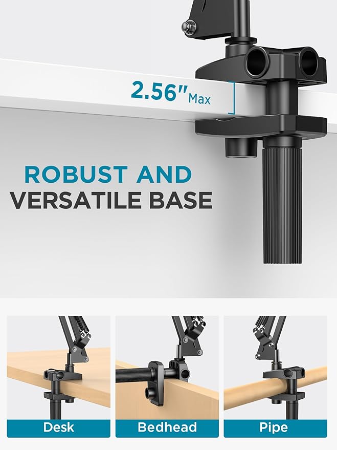 InnoGear Tablet Holder for Bed, Overhead Tablet Stand Phone Holder Tablet Mount for Desk 2 Clamps with Swivel Ball Head for iPad Kindle Switch Graphics Tablets 4-13" Devices
