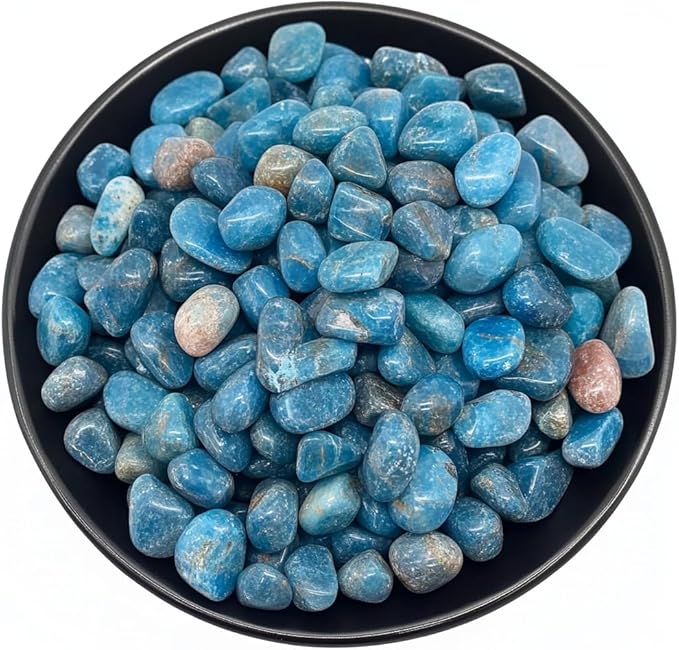 Polished Blue Apatite Crystal Chips 200 Pcs - 0.3" 10 oz Tumbled Stone Chips Crushed Sea Glass Stones Healing Reiki Crystal Making Home Decoration