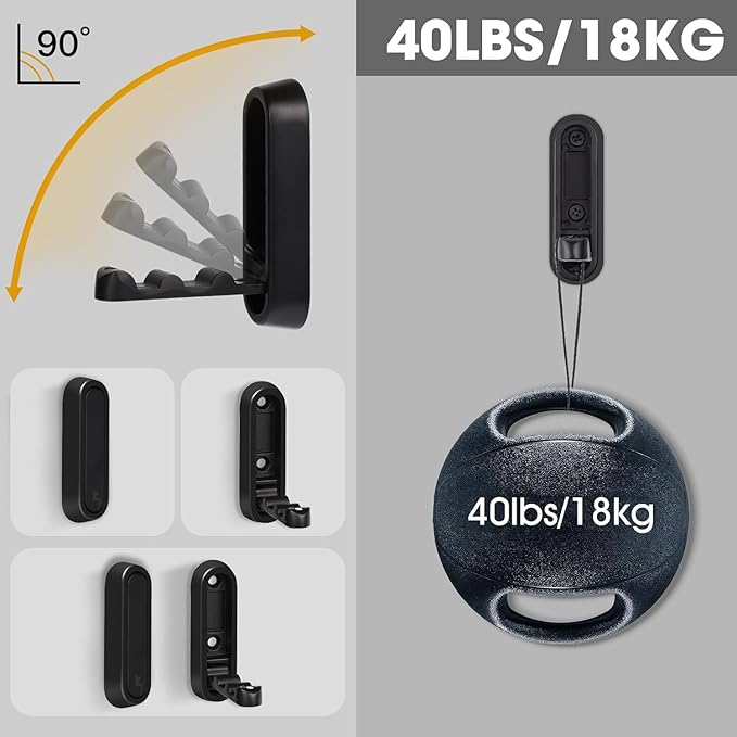 4PCS Gold Foldable Wall Hooks, Metal Folding Hooks Wall Mount, Easy Installation, Suitable for Bathroom Kitchen, Flip Down Hook for Wal l Hanging Coat, Bag, Towel, Key, Hat (Black)