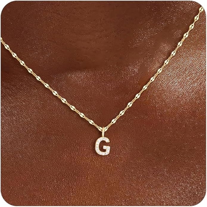 Initial Necklaces for Women,14K Gold Plated Necklaces, A-Z Letter Pendant Charm Necklace Trendy Dainty Hypoallergenic CZ Custom Personalized Name Necklace Gold Jewelry Birthday Christmas Gift for Her