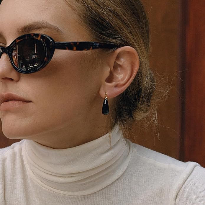 Fullpop Vintage Earrings for Women, Chunky 14K Gold Plated Resin Hoop Earrings Lightweight Hollow Drop Earrings Hypoallergenic Earrings for Women Vintage Anthropologie Jewelry Gifts for Women