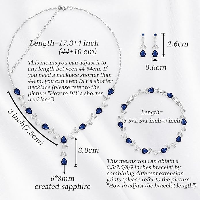 GZWHD Wedding Jewelry Sets for Bride Bridesmaid Women Cubic Zirconia Necklace Earrings Bracelet Set Gift for Mother Friend Wife Daughter Sister Party Prom Jewelry