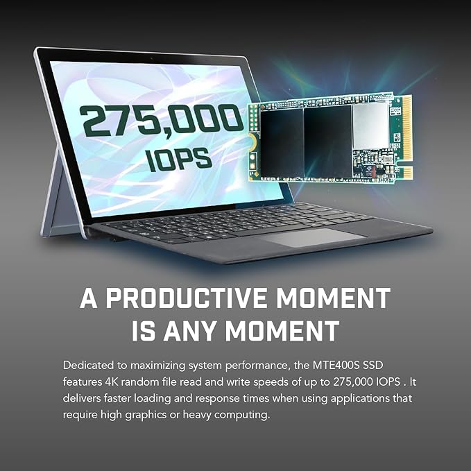 Transcend 2TB MTE400S M.2 2242 PCIe Gen3x4 SSD, Compatible with Ultra-Thin Laptops, Dram-Less Low Power, Up to 2000MB/s, TLC - TS2TMTE400S