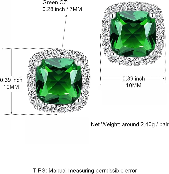 YOMELA Cubic Zirconia Earrings Studs, Halo CZ Birthstone Simulated Diamond Stud Earrings for Women