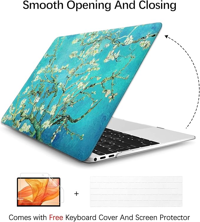 Compatible with MacBook Pro 13 inch Art Case Skin, 2022, 2021, 2020-2016 Release A2289/A2251/A2338 M1 Flower Durable Hard Shell with Keyboard Cover & Screen Protector (Almond Blossom by Van Gogh)
