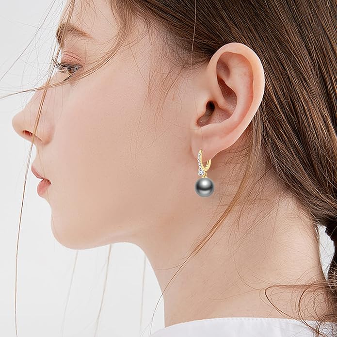 Pearl Earrings for Women 14K Gold Plated Hypoallergenic Pearl Earrings 5A Cubic Zirconia Dangle Earrings Elegant Jewelry