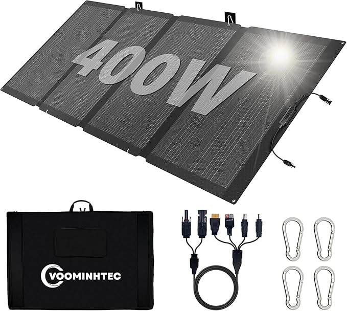 400W 42V ETFE Portable Solar Panel, IP68 Waterproof Foldable 24% High Conversion, Ultra-Light Solar Charger for Power Station RV Camping Off Grid