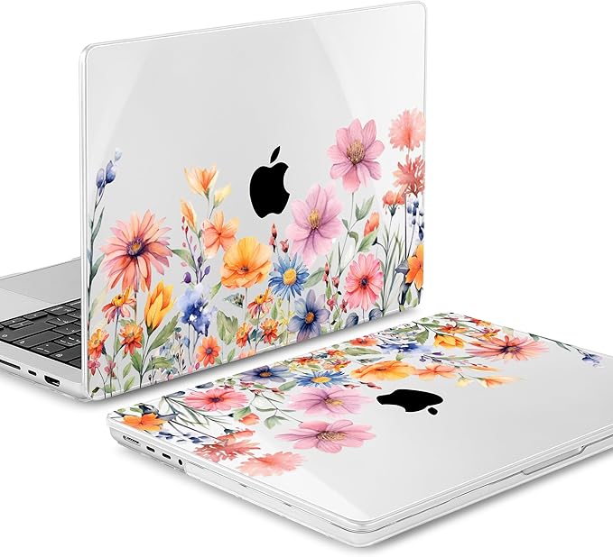 Mektron Case for MacBook Pro 16" M4 A3403 A3186 M3 A2991 M2 A2780 M1 A2485 (2021/2023/2024) Pro/Max with Touch ID, Hard Shell Plastic Laptop Cover Keyboard Cover Screen Protector, Floral P165
