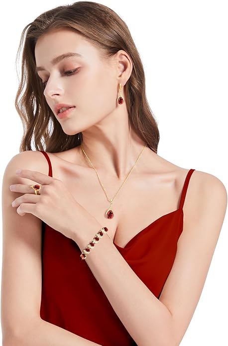 GZWHD Jewelry Set for Women CZ Earrings Necklace Ring Bracelet Set Prom Party Wedding Jewelry Gift for Mother Friend Wife
