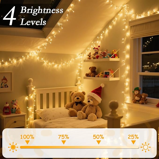 66FT 200 LED Christmas Tree Lights, Bright Warm White Outdoor Christmas String Lights for House, Fairy Lights with 8 Modes, Waterproof & Durable Indoor Outdoor Decor, Timer Included