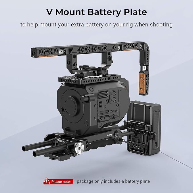SmallRig Battery Plate with V-Lock Mount with Dual 15mm Rod Clamp Kit for Camera Power Supply - 4958