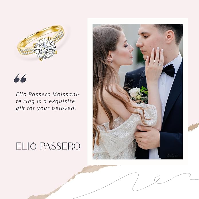 Moissanite Engagement Rings for Women,Promise Rings 925 Sterling Silver with 18K Yellow/White Gold Plated,D Color VVS1 Wedding Band Moissanite Ring 0.5/1/1.5/2/3/4CT