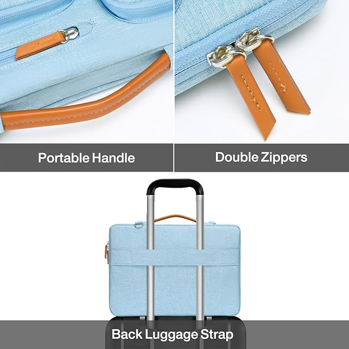 MOSISO 360 Protective Laptop Shoulder Bag,13-13.3 inch Computer Bag Compatible with MacBook, HP, Dell, Lenovo, Asus Notebook,Side Open Messenger Bag with 4 Zipper Pockets&Handle, Air Blue