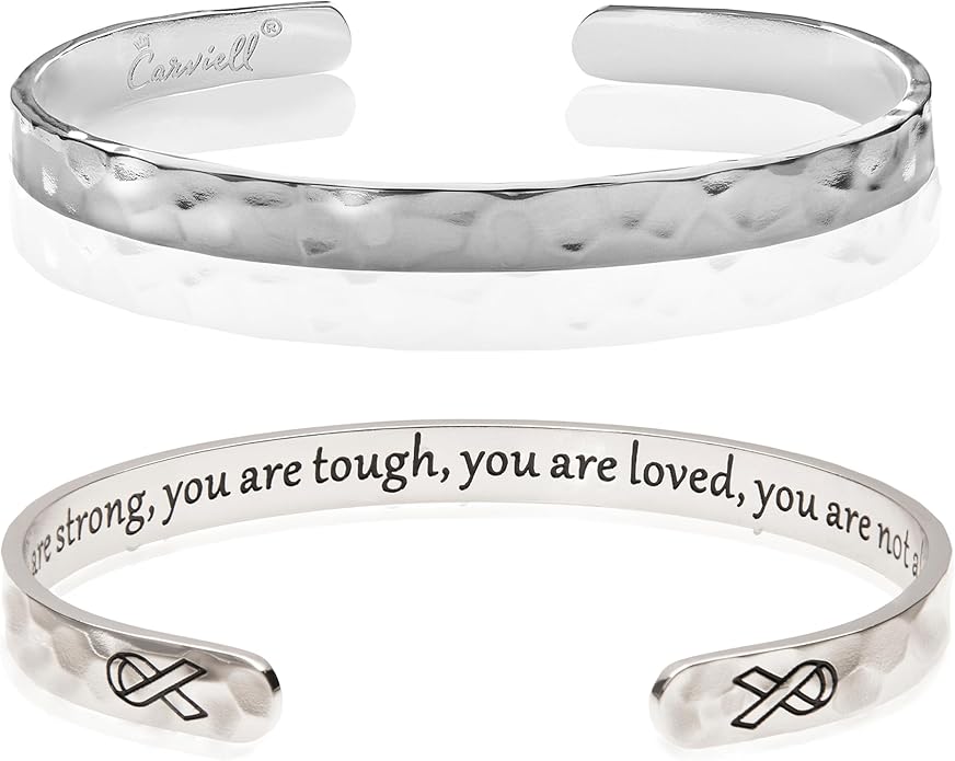 Carviell Engraved Cuff Bracelets for Women – Inspirational, Friendship, Love, Mom, Daughter, Sister, Christian, Graduation, Memorial & Wedding Gifts – 80+ Phrases – Stainless Steel, Gift-Ready