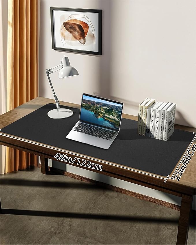 Desk mat Large, Leather Desk Pad Protector,Office Desk Mat,Mouse Pad, Non-Slip Desk Blotter, Laptop Desk Pad, Waterproof Desk Writing Pad for Office&Home (Black,48" x 24")