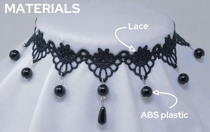Lace Choker Black Necklace with Necklace Extender, Choker Necklace for Women Adjustable Gothic Jewelry Gifts for Her