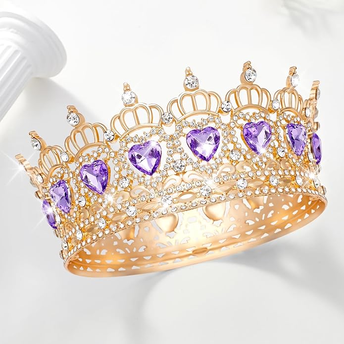 Queen Crown Wedding Rhinestone Heart Crowns and Tiaras for Women Costume Party Hair Accessories Princess BirthdayCrown Crystal Bridal Crown