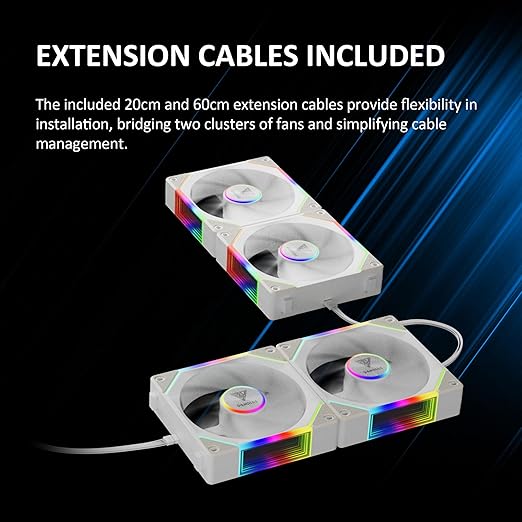 GAMDIAS AEOLUS P2-1203 120mm ARGB PWM Fan (3 Pack, no Hub), Include Reverse Fan Blade x3 & Controller, ARGB Sync, Easy Installation & Cabless Daisy-Chain Design, Silent Operation, Up to 2400RPM, White