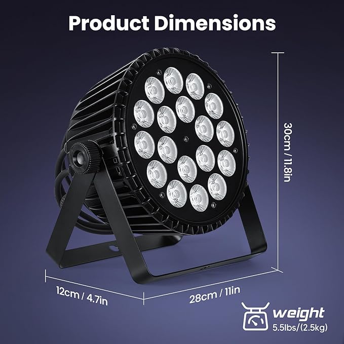 Big Dipper LED Stage Lights Par Lights 18×18W RGB+Amber+Lime+UV 6in1 Bright Lighting with Strobe/Wash Effect DMX512 Sound-Activated for Event Concert Club Church 4 Pack