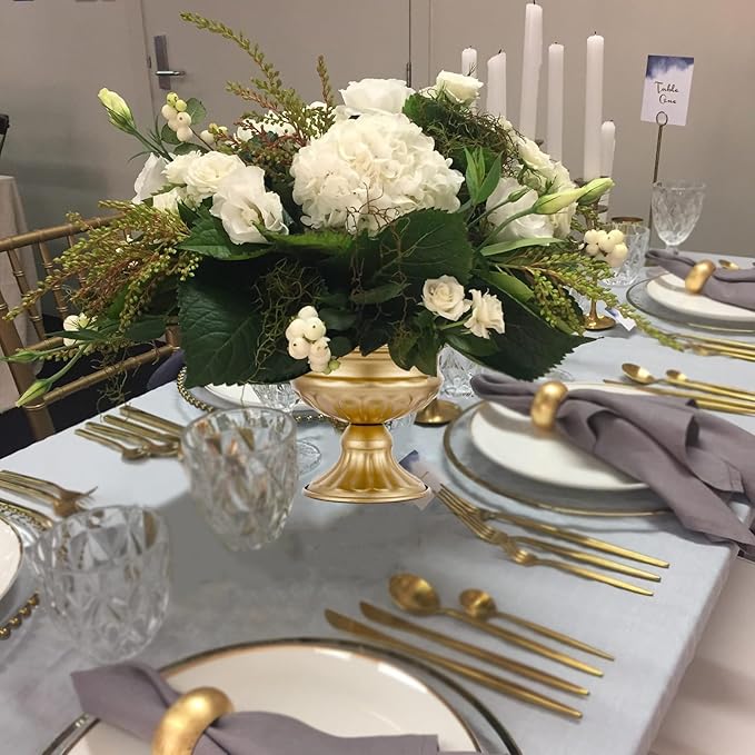 Metal Vases for Table Centerpieces, Hewory Gold Compote Pedestal Vase Floral Container Bulk, Brass Mini Footed Bowl Flower Holders Center Pieces for Wedding Birthday Party Anniversary (10pcs, 5in)