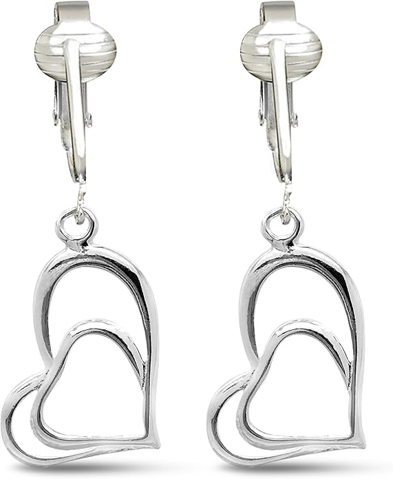 Silver Clip On Earrings For Women, They Look Pierced, Don't Pinch & Won't Fall Off, Hypoallergenic & Lightweight