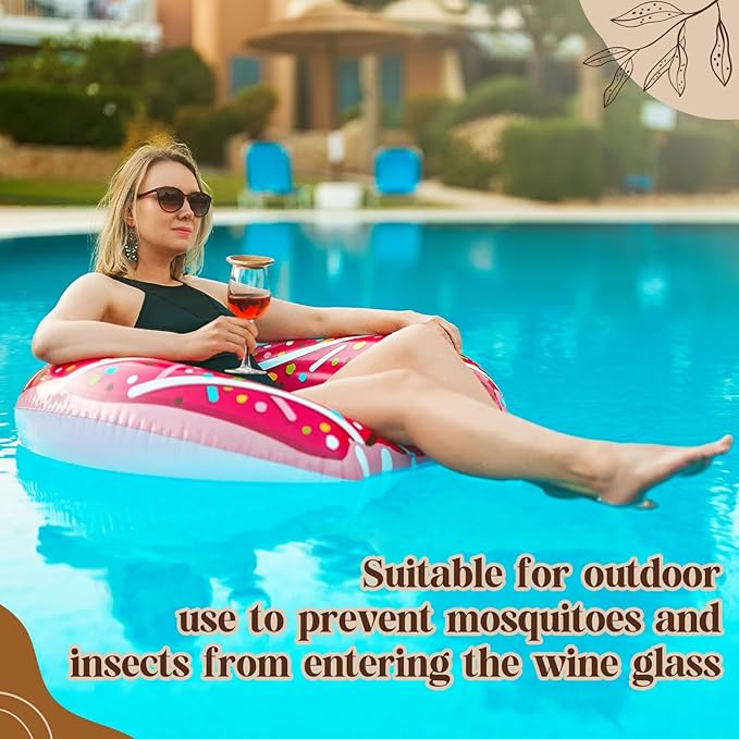 Mumufy 16 Pcs 4" Acacia Wood Wine Glass Charcuterie Topper Wine Glass Topper Charcuterie Plate Mini Charcuterie Board for Christmas Party Family Gatherings Bars Restaurants