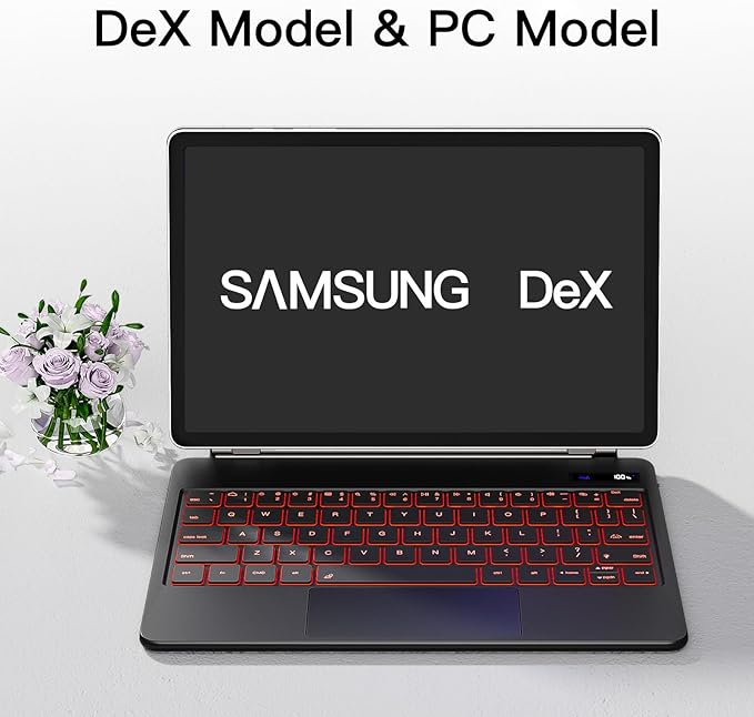 Magentic Keyboard Case for Samsung Galaxy Tab S10 FE/S9 FE 5G 10.9", Tab S9/S8/S7 11", Backlit Wireless Bluetooth Magic Keyboard Case Cover Stand Multi-Touch Trackpad LED Power Display-Black