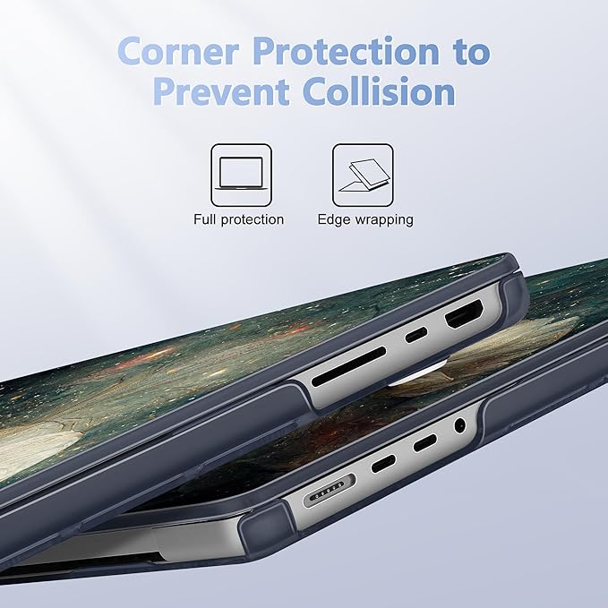for MacBook Pro 16 inch Case 2021 2022 2023 2024 Release A3186 A3403 M4 A2991 M3 A2780 M2 A2485 M1 Pro/Max, Hard Shell Case with Screen Protector & Keyboard Cover, Sky Flower