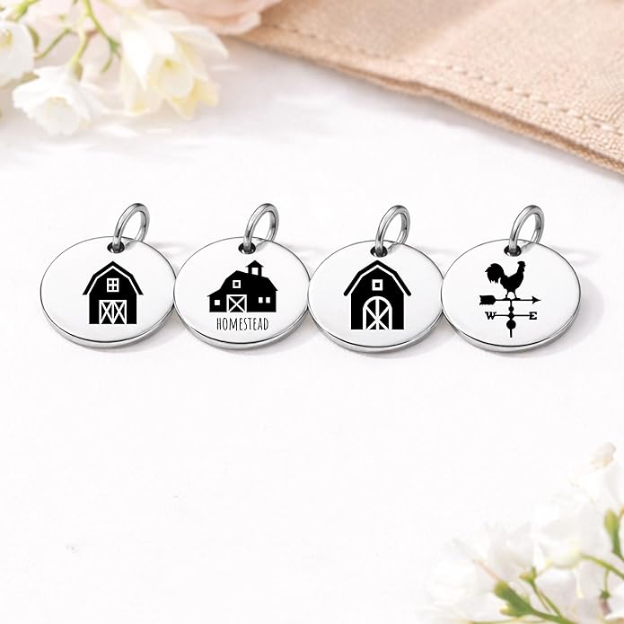 SM Design Western Charm Set of 4 – Stainless Steel Western Charms for Bracelets & Necklaces – Cowgirl, Ranch & Country Style Jewelry Charms – Western Gift for Women & Moms