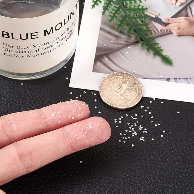 Fashewelry 1000Pcs Crystal Clear Cubic Zirconia Faceted Rhinestone Cabochons 1mm Mini Pointed Back Diamante Gems Beads No Hole for Nail Art Craft Replacing Jewelry