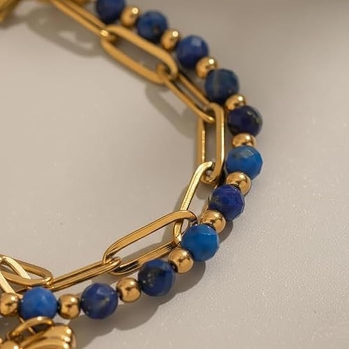 Solza Gold Plated Bracelet for Women – Adjustable Chain Bracelet, Stylish Fashion Jewelry, Non-Tarnish Charm and Rope Design, Elegant Everyday Accessory