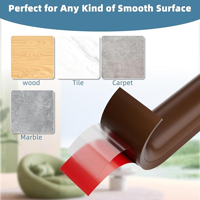 4ft Side Buckle Floor Cord Cover for Wires, Selfadhesive Extension Cord Hider Easy Floor Cable Management Prevent Cable Trips,Silicone Floor Wire Covers for Cords, Cable Protector Cord Cavity（Brown）