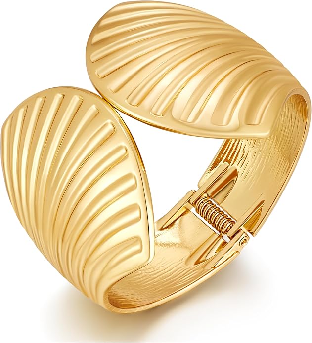 Statement Golden Matte Bracelet for women Minimalist Chunky Brushed Bangle Bracelet Vintage Thick Wide Cuff bracelet Gold Plated Open Cuff Geometric Bracelet