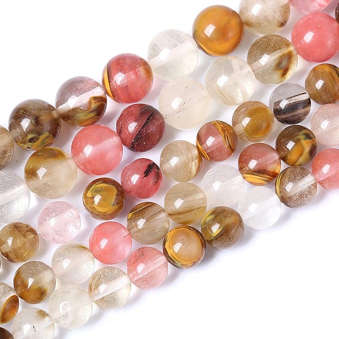 61PCS 6mm Natural Stone Beads Watermelon Tourmaline Gemstone Round Loose Spacer Beads for Jewelry Making DIY Bracelet Necklace 15 Inch,Energy Stone Healing Power