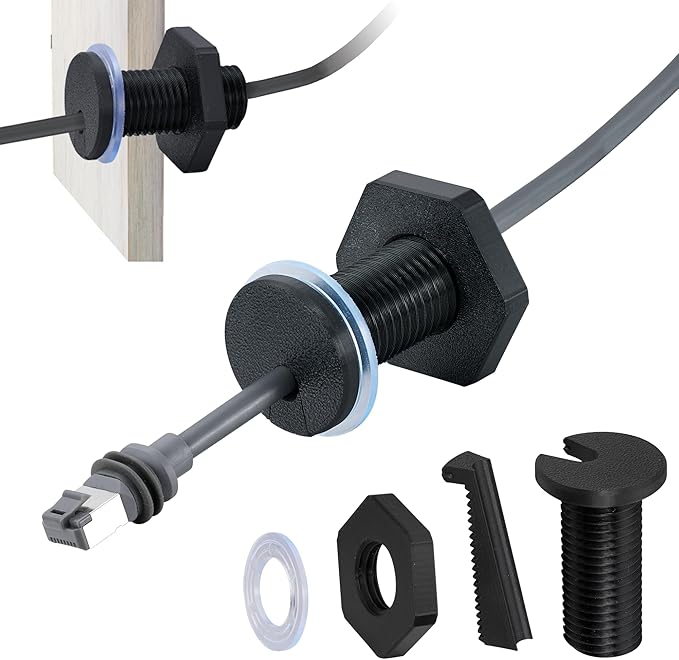 RV Cable Passthrough for Starlink mini, RV Cable Grommet Compatible with Starlink, Ethernet, Coax, Water-Resistant and Anti-Drop RV Cable Routing(Black)
