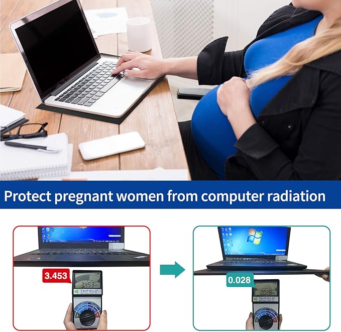 QRFDTSOQY Laptop Pad Protection, Radiation Shielding Pad, Multi-Layer EMI Blocker, Suitable for Laptops, Tablets, Notebooks, Ipad, Cell Phones, Black, Aluminum Cooling