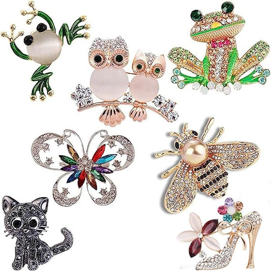 Animal-Shaped Rhinestone Brooch Set, Alloy Diamond Pin, Crystal Vintage Brooch, Animal Lapel Pin, Formal Pin Suitable for Men and Women