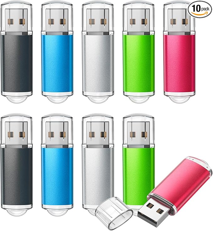 TOPESEL 32GB 10 Pack USB Flash Drive Flash Drive 2.0 Memory Stick Fold Storage Thumb Stick Jump Drive Pen Swivel Design for PC laptops, Tablets, TVs, car Audio (5 Mixed Colors)